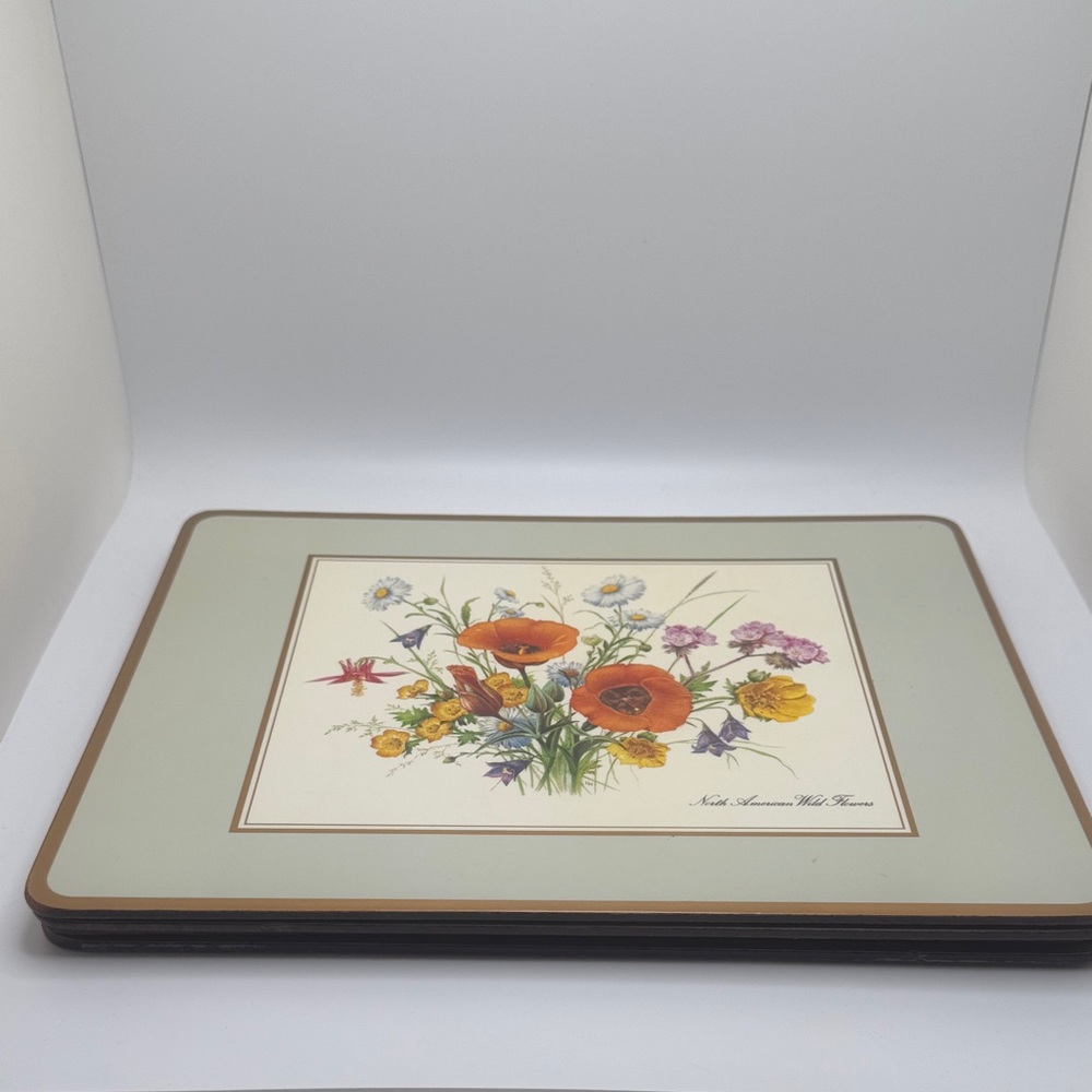 🌸 PIMPERNEL North American Wild Flowers 4 Placemats Floral Cork-Backed Mats - Picture 2 of 7